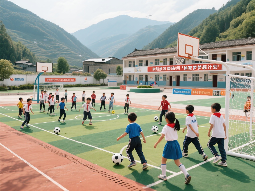 例如，在偏远山区学校缺乏体育设施的背景下，万博体育